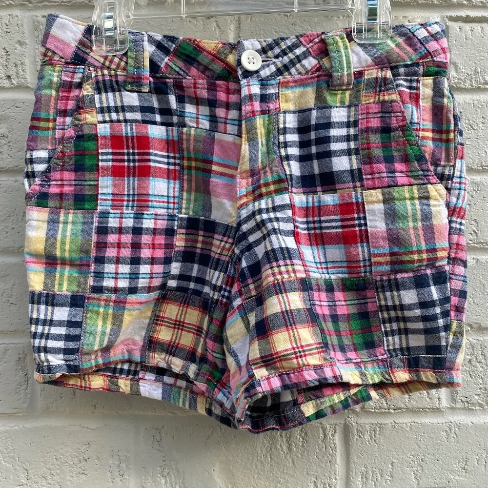 J. Khaki madras shorts cotton multicolor plaid girl 12